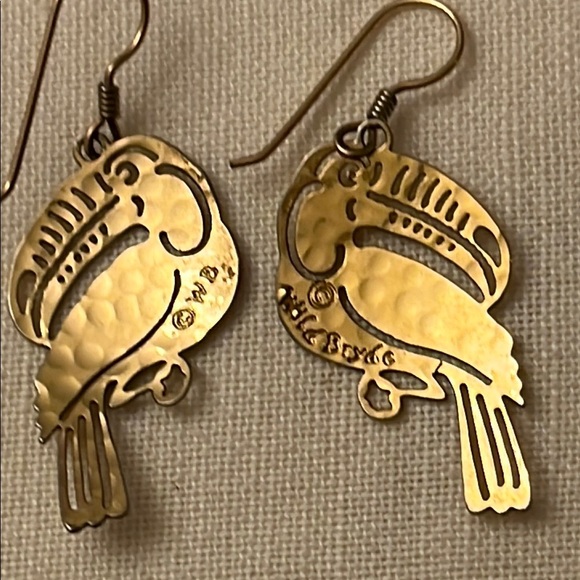 Vintage Gold Plated Toucan Earrings Wild Bryde - Picture 2 of 3